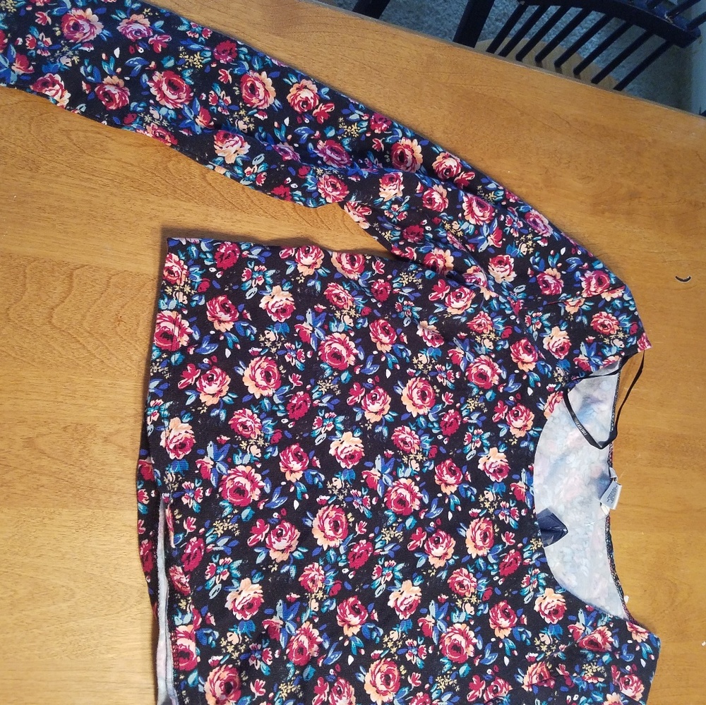 High rise long sleeve floral shirt